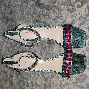 Betsey Johnson Womens Emani Embellished Rhinestone Glitter Heels Shoes - Size 10